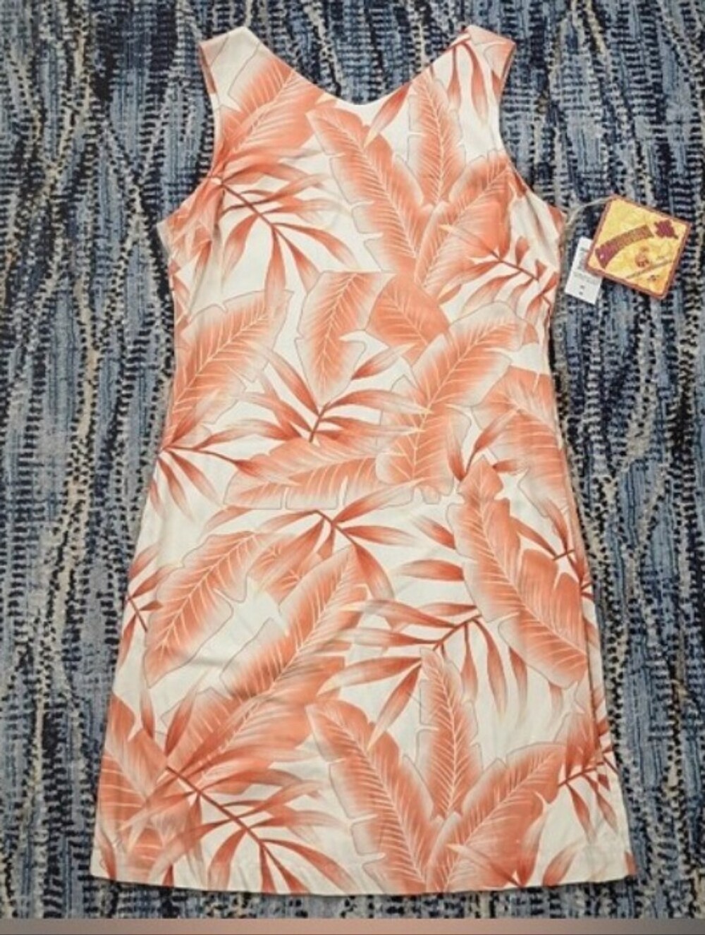 NWT Caribbean Size PM Joe Peach & Cream Tropical Print Mini Dress - Picture 3 of 8